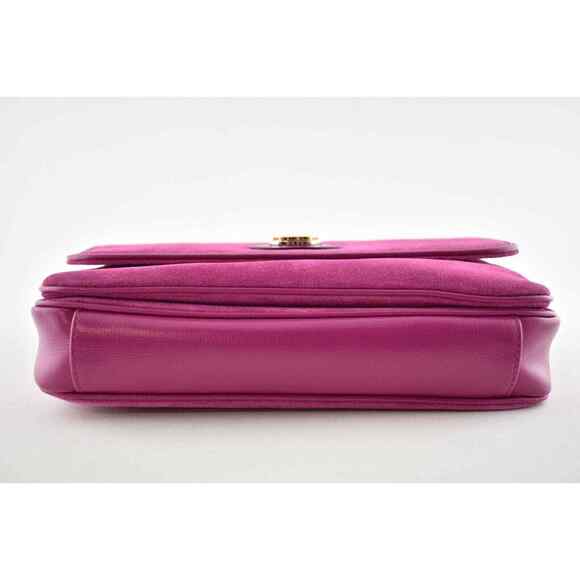 Gucci Marina Small Fuchsia Pink Suede Gold Logo Chain Shoulder Crossbody Bag - Picture 10 of 12